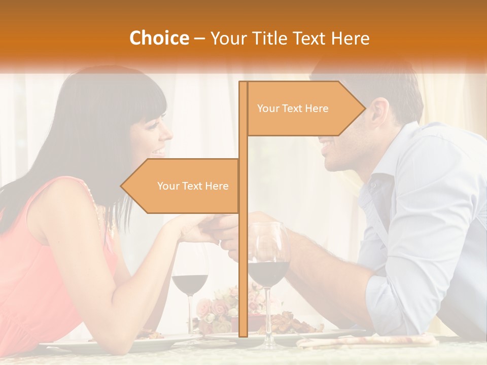 A Man And Woman Sitting At A Table With A Glass Of Wine PowerPoint Template