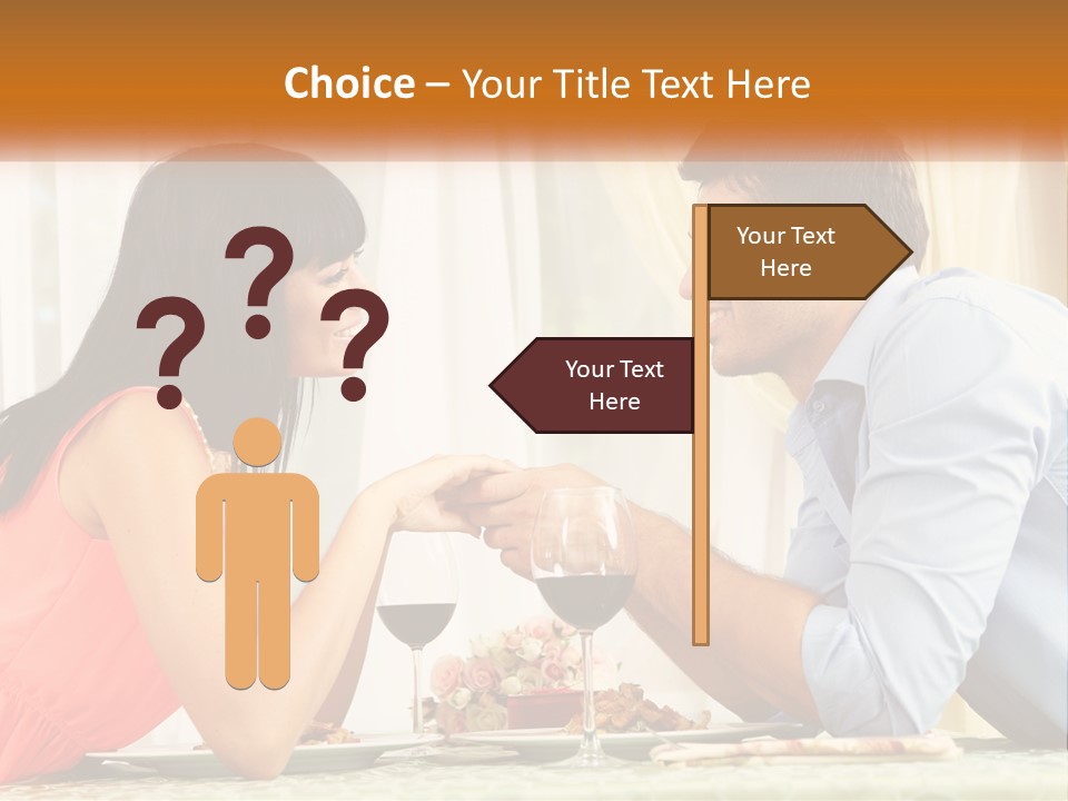 A Man And Woman Sitting At A Table With A Glass Of Wine PowerPoint Template