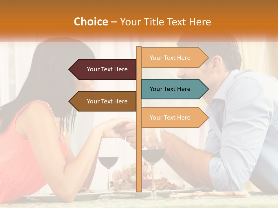 A Man And Woman Sitting At A Table With A Glass Of Wine PowerPoint Template