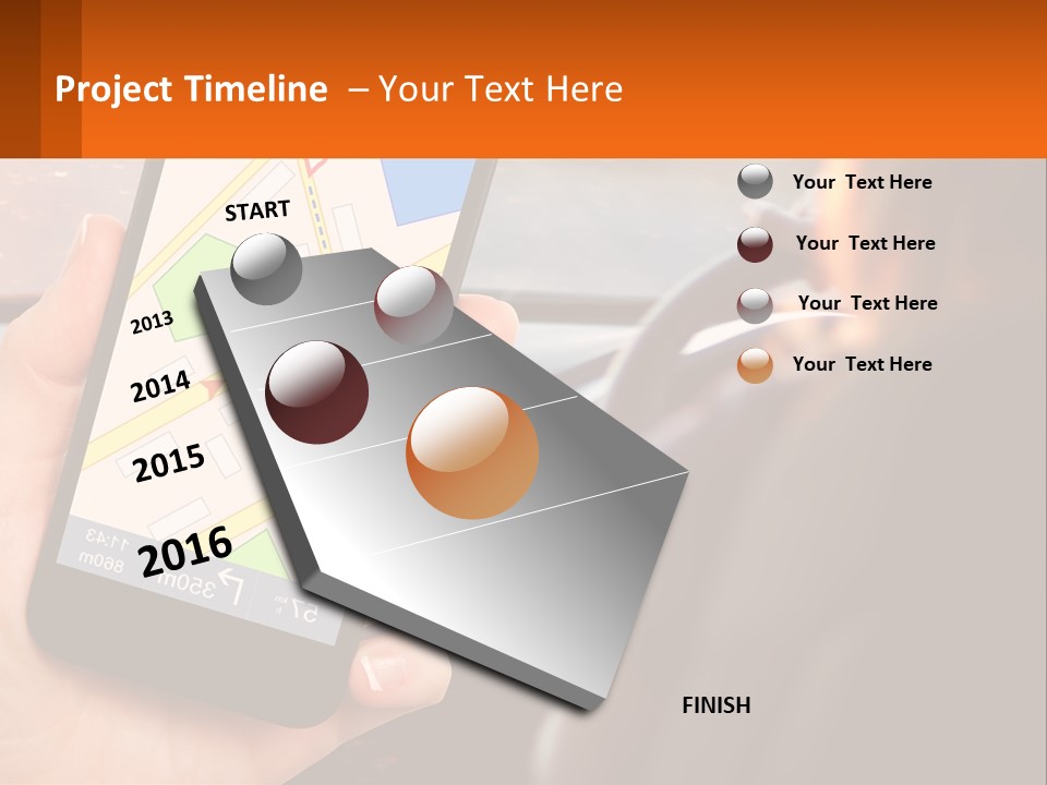 A Person Holding A Cell Phone While Driving A Car PowerPoint Template