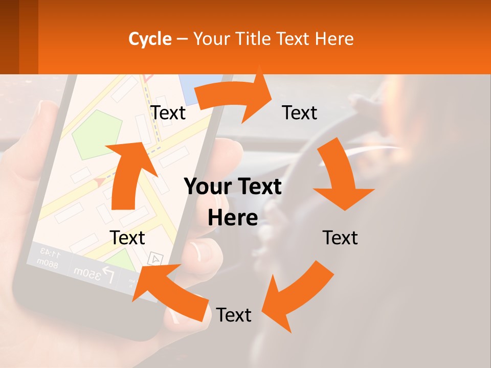 A Person Holding A Cell Phone While Driving A Car PowerPoint Template