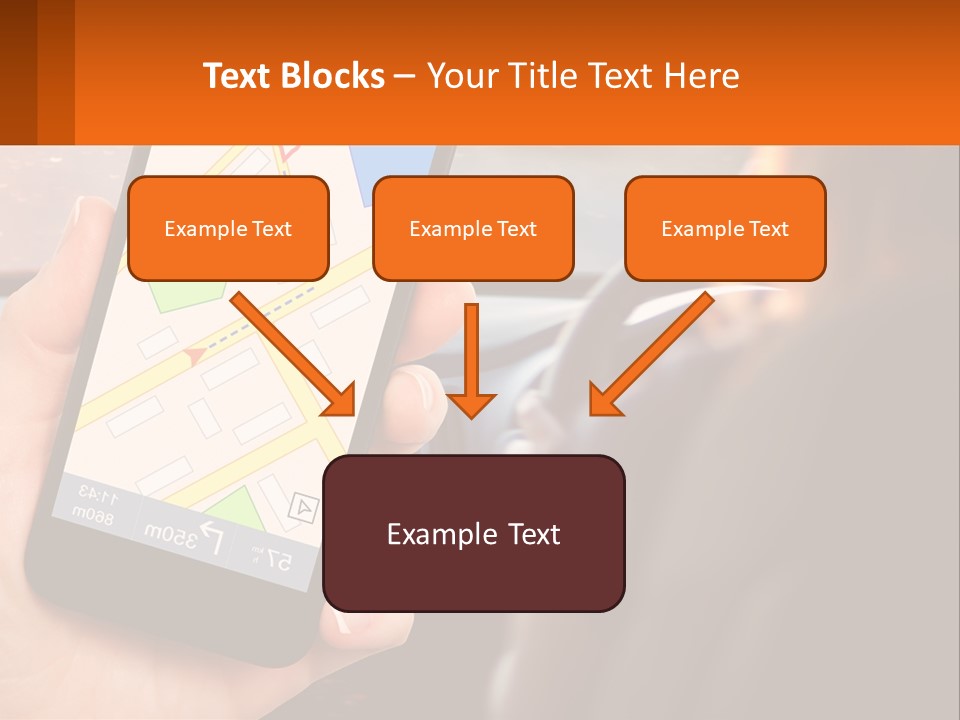A Person Holding A Cell Phone While Driving A Car PowerPoint Template