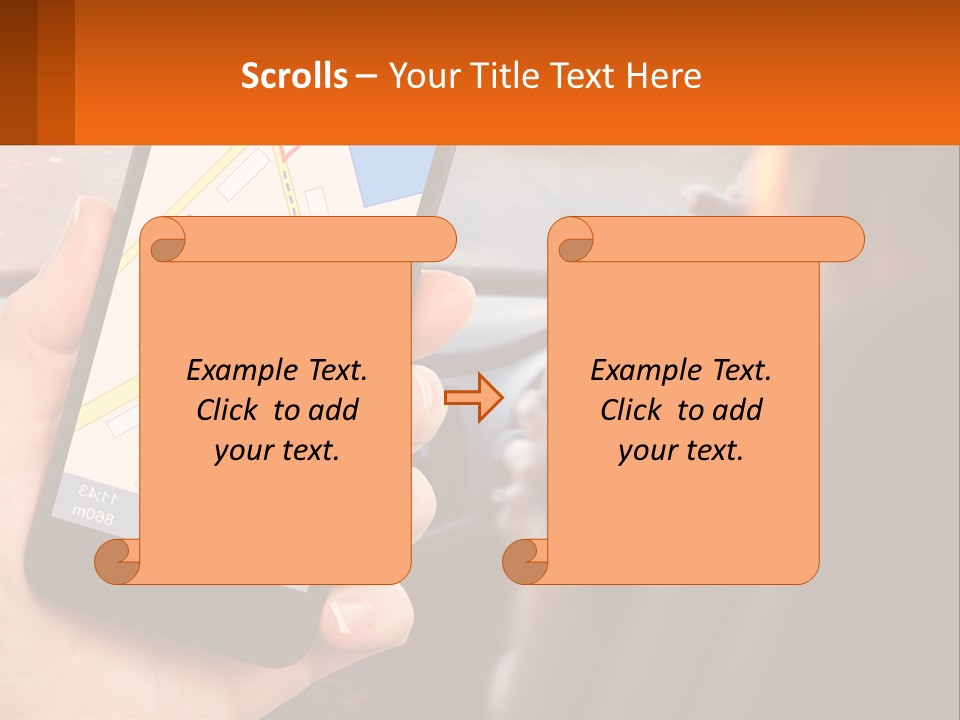 A Person Holding A Cell Phone While Driving A Car PowerPoint Template