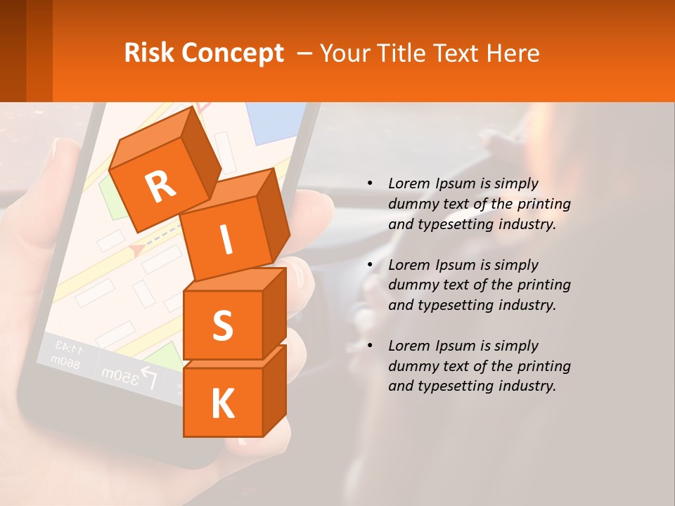 A Person Holding A Cell Phone While Driving A Car PowerPoint Template