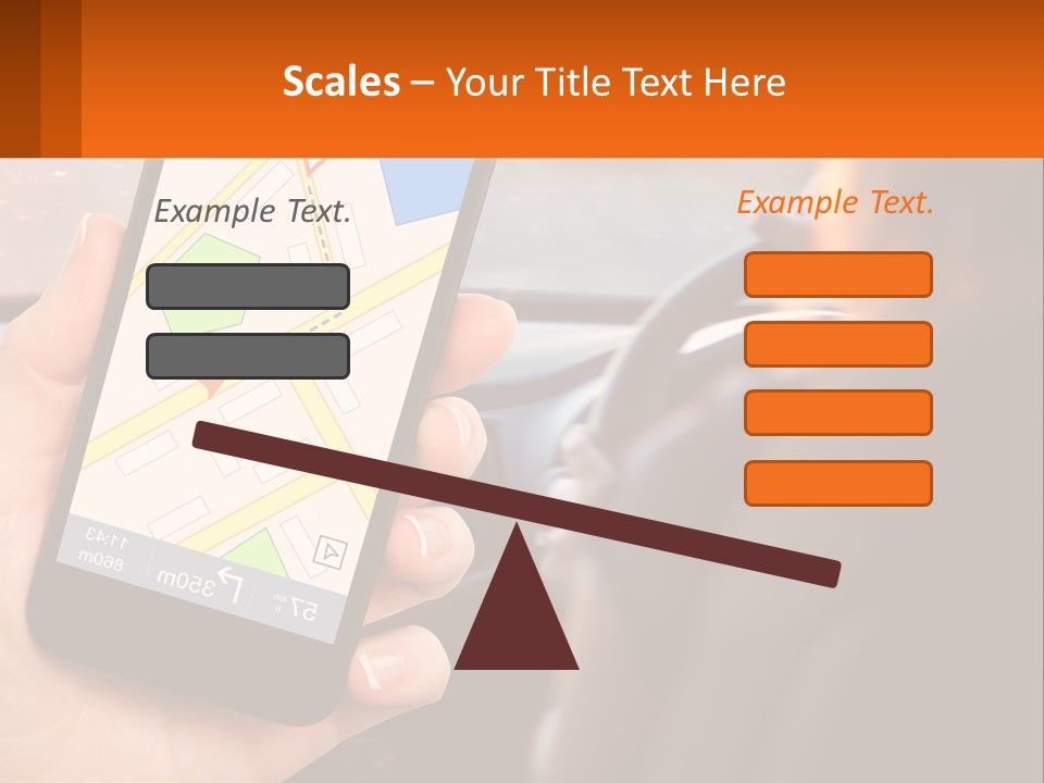 A Person Holding A Cell Phone While Driving A Car PowerPoint Template