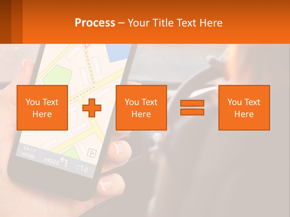 A Person Holding A Cell Phone While Driving A Car PowerPoint Template