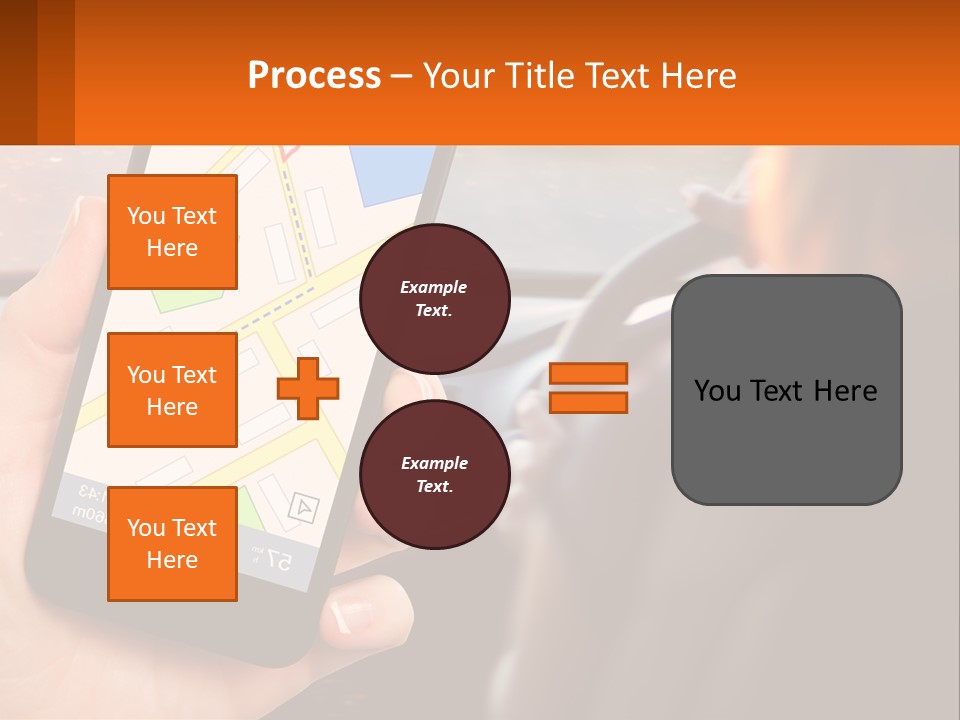 A Person Holding A Cell Phone While Driving A Car PowerPoint Template