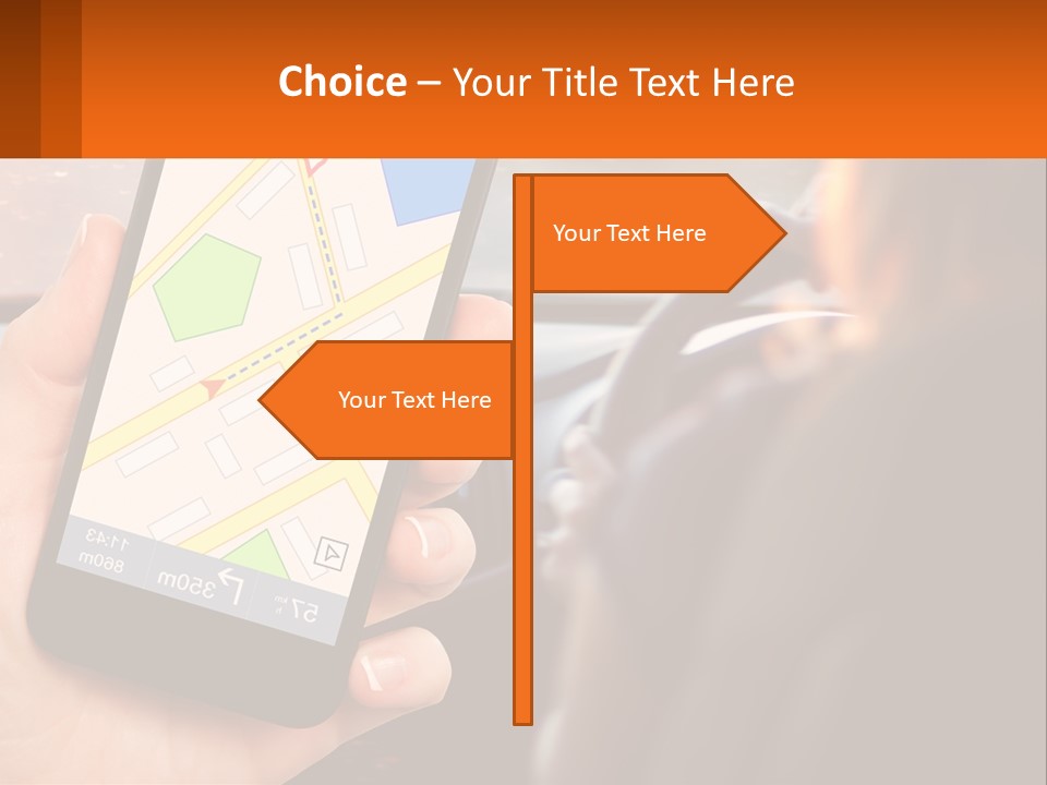 A Person Holding A Cell Phone While Driving A Car PowerPoint Template