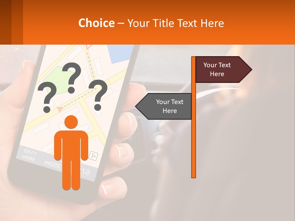 A Person Holding A Cell Phone While Driving A Car PowerPoint Template