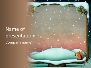 A Picture Of A Fox In The Snow PowerPoint Template