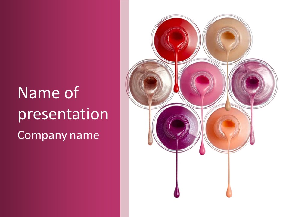 A Group Of Paint Bottles With Dripping Paint On Them PowerPoint Template