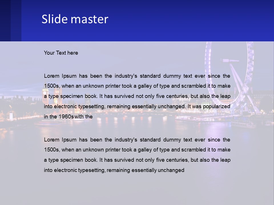 A Ferris Wheel In The Middle Of A River At Night PowerPoint Template