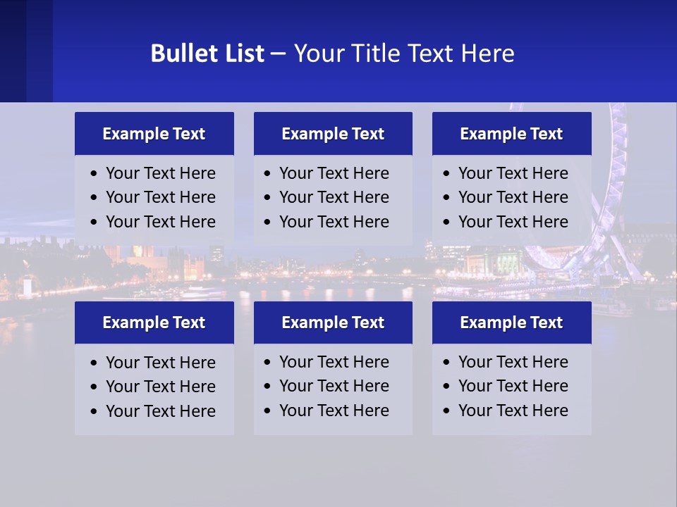 A Ferris Wheel In The Middle Of A River At Night PowerPoint Template