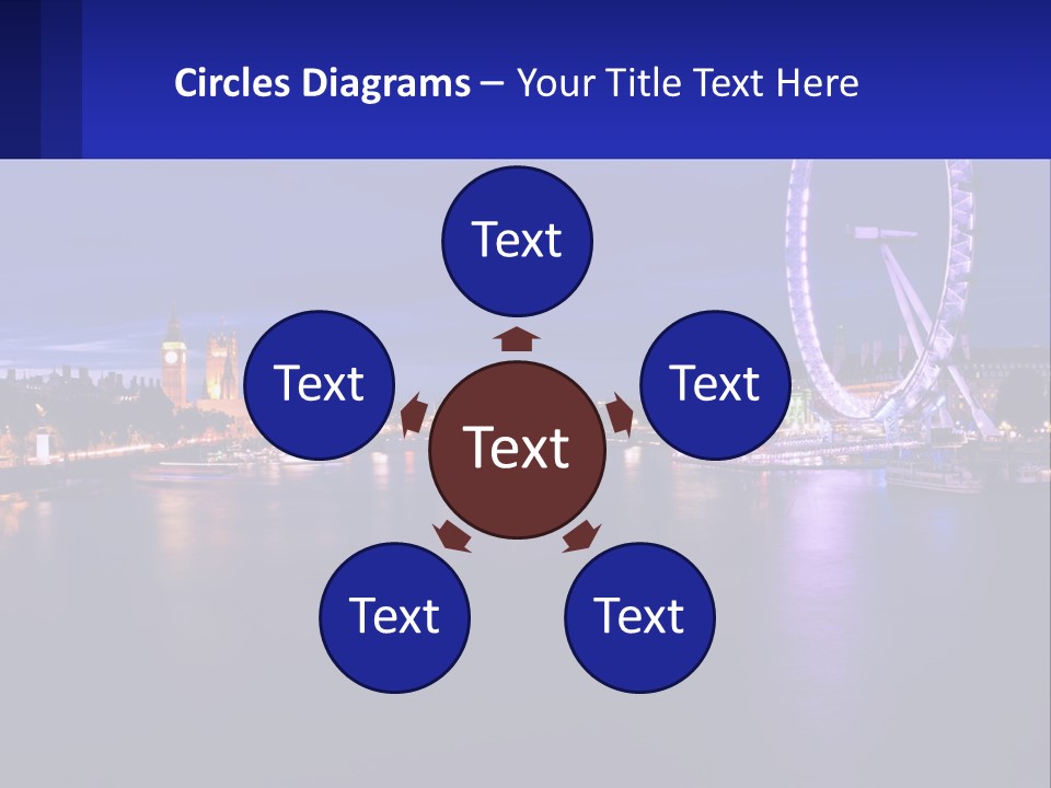 A Ferris Wheel In The Middle Of A River At Night PowerPoint Template