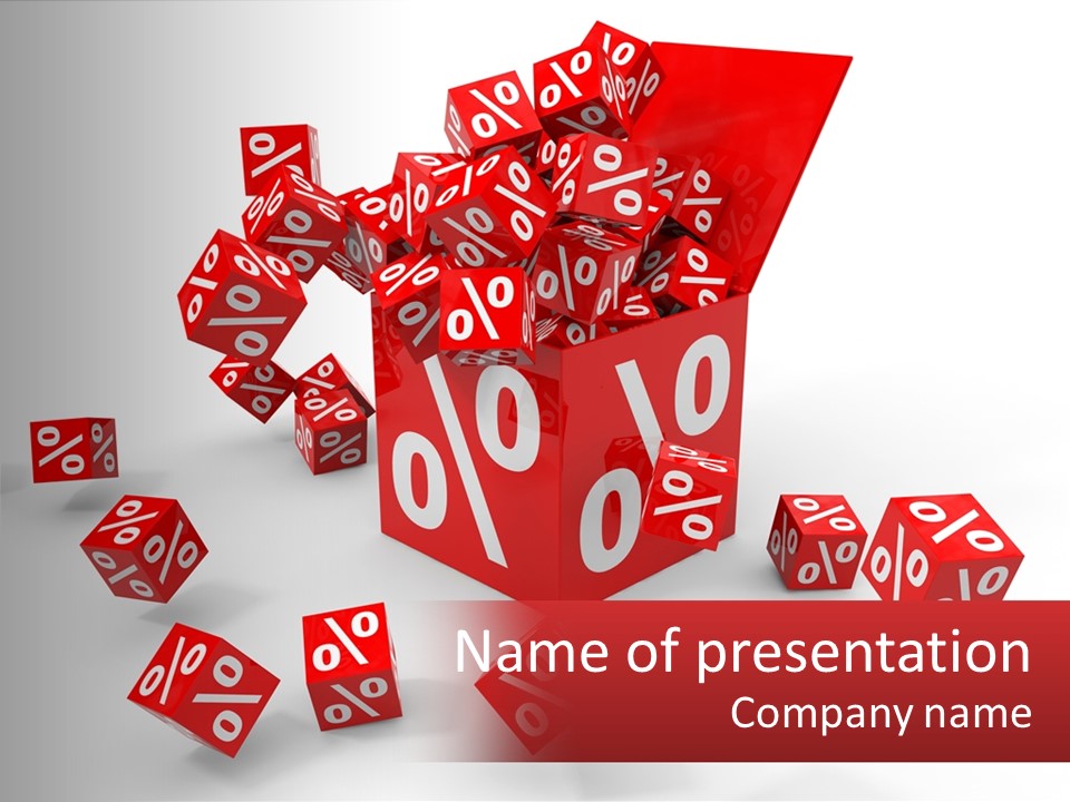 A Red Box With A Percentage Sign On It PowerPoint Template