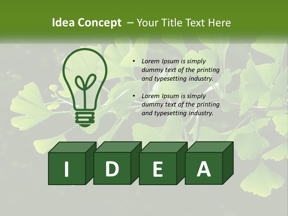 A Tree Branch With Green Leaves On It PowerPoint Template