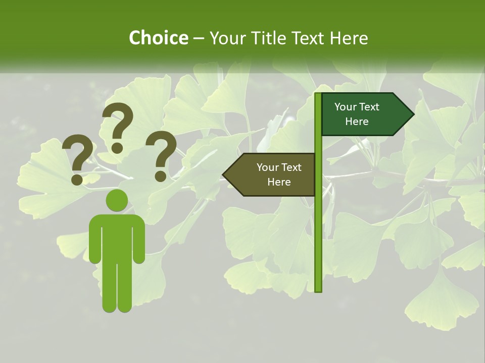 A Tree Branch With Green Leaves On It PowerPoint Template