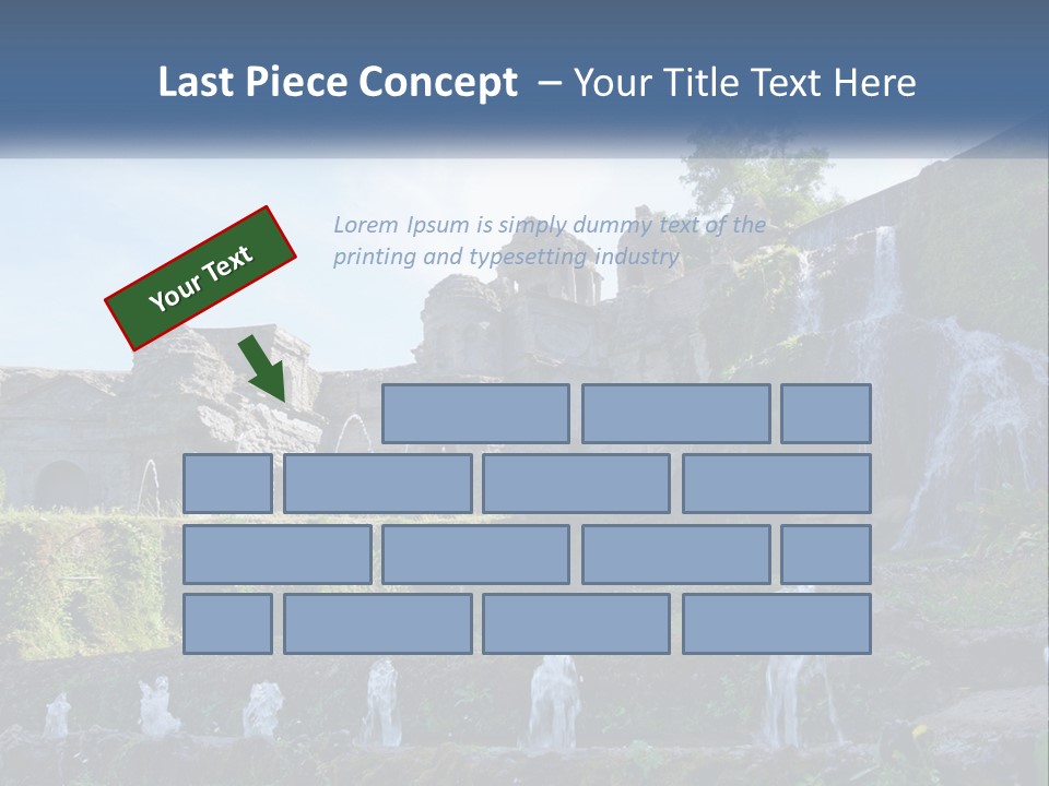 A Castle With A Waterfall In The Middle Of It PowerPoint Template