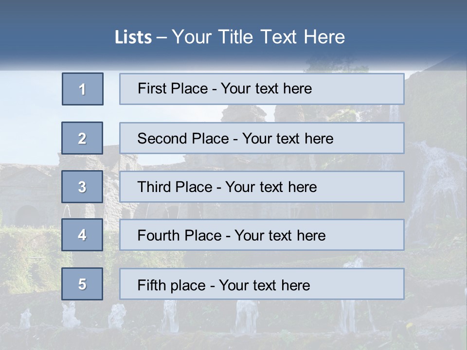 A Castle With A Waterfall In The Middle Of It PowerPoint Template
