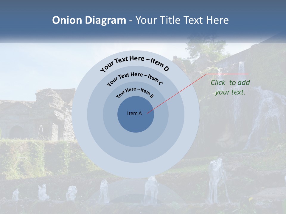 A Castle With A Waterfall In The Middle Of It PowerPoint Template