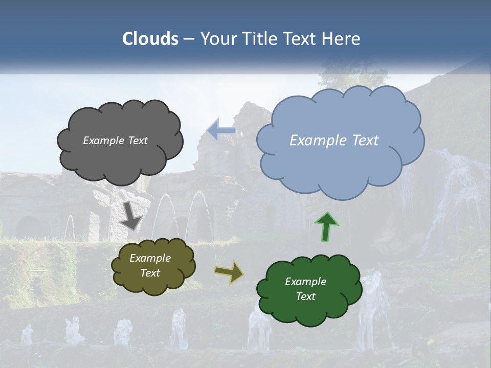 A Castle With A Waterfall In The Middle Of It PowerPoint Template