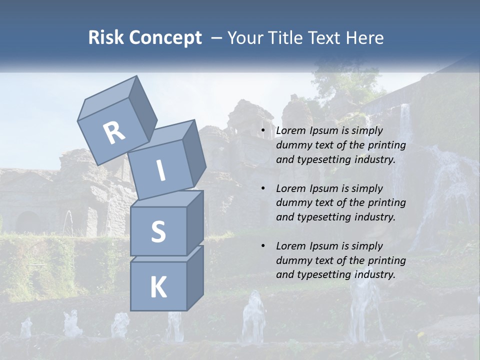 A Castle With A Waterfall In The Middle Of It PowerPoint Template