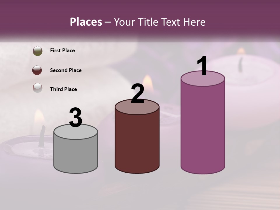 A Group Of Candles Sitting On Top Of A Wooden Table PowerPoint Template