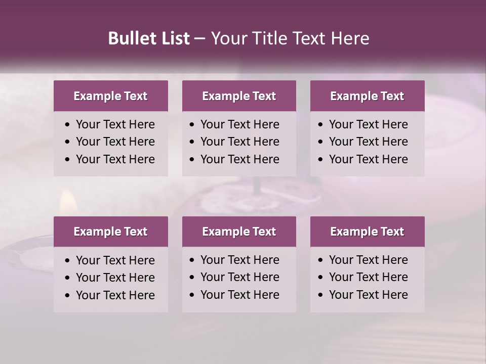 A Group Of Candles Sitting On Top Of A Wooden Table PowerPoint Template