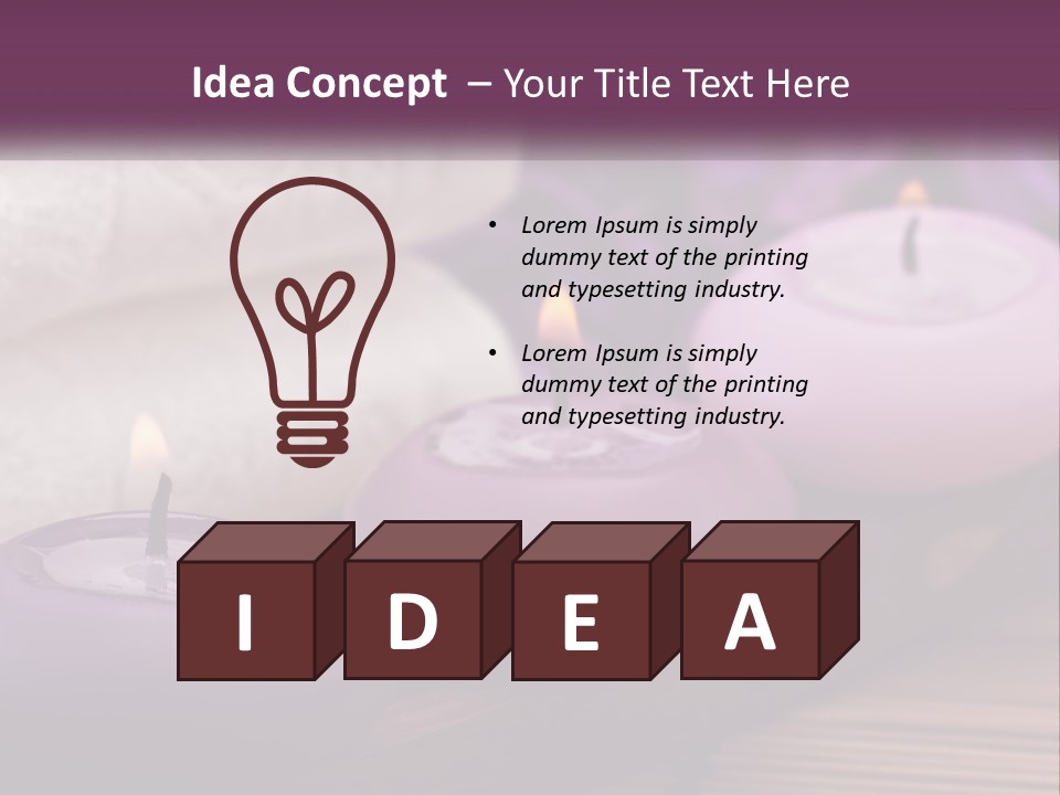 A Group Of Candles Sitting On Top Of A Wooden Table PowerPoint Template