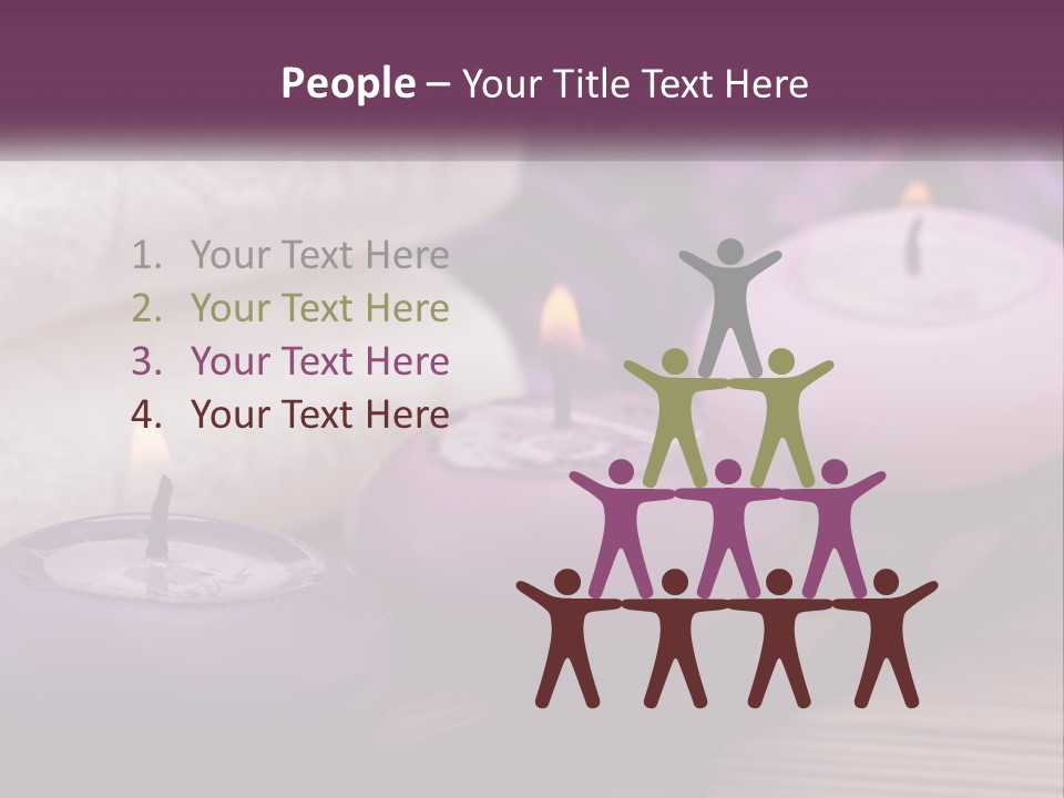 A Group Of Candles Sitting On Top Of A Wooden Table PowerPoint Template