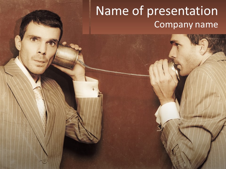 A Man Talking On A Phone While Holding A Can PowerPoint Template