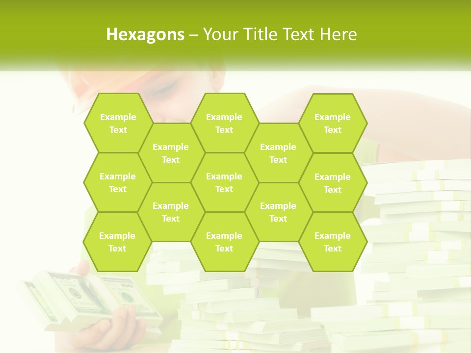 A Young Boy In A Hard Hat Putting Money Into Stacks PowerPoint Template