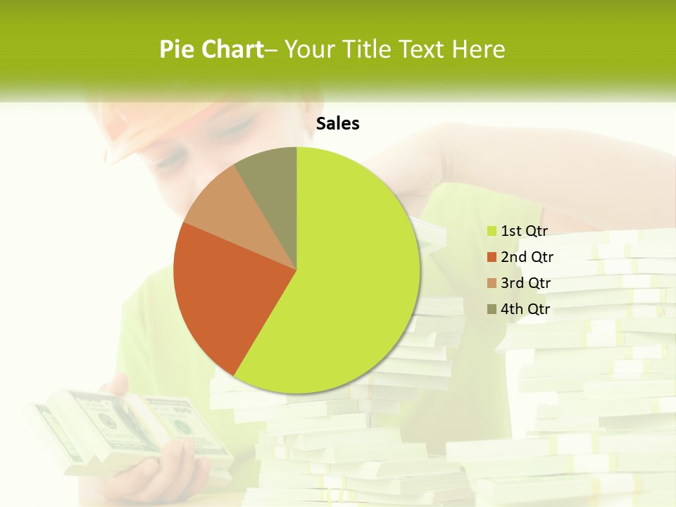 A Young Boy In A Hard Hat Putting Money Into Stacks PowerPoint Template