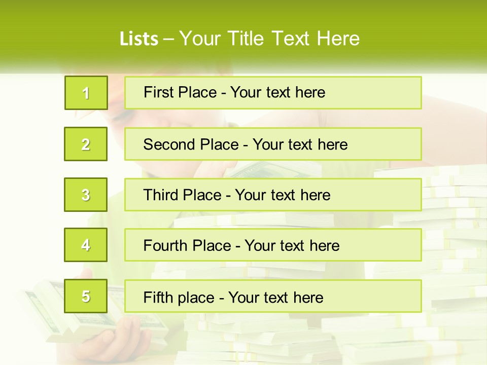 A Young Boy In A Hard Hat Putting Money Into Stacks PowerPoint Template