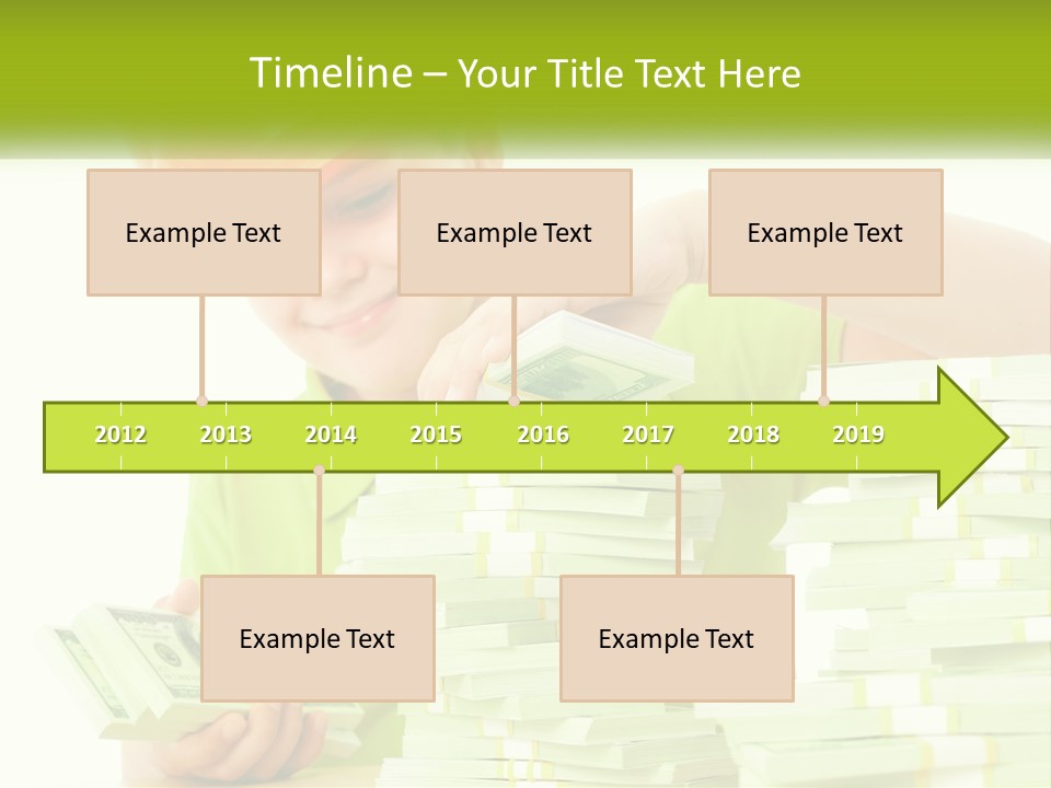 A Young Boy In A Hard Hat Putting Money Into Stacks PowerPoint Template