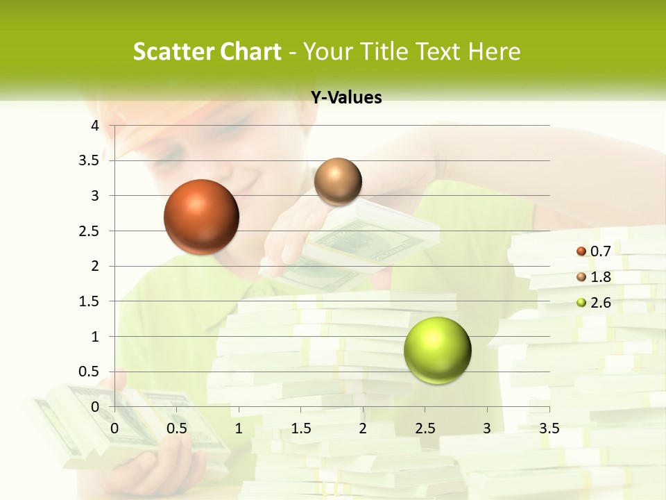 A Young Boy In A Hard Hat Putting Money Into Stacks PowerPoint Template