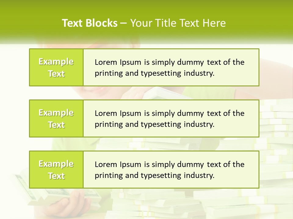 A Young Boy In A Hard Hat Putting Money Into Stacks PowerPoint Template