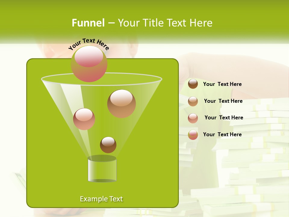 A Young Boy In A Hard Hat Putting Money Into Stacks PowerPoint Template