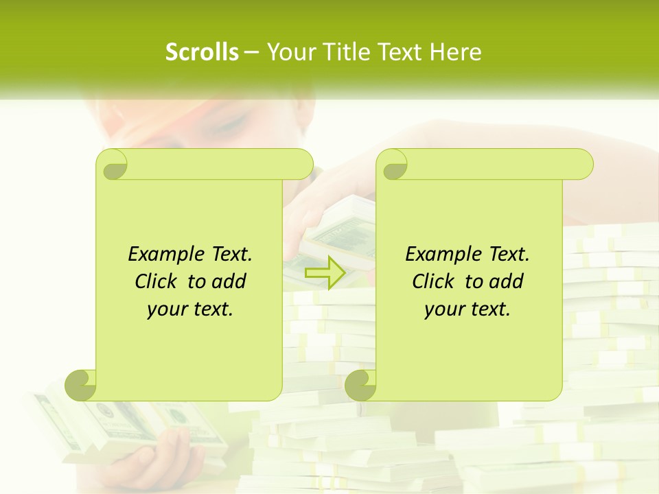 A Young Boy In A Hard Hat Putting Money Into Stacks PowerPoint Template