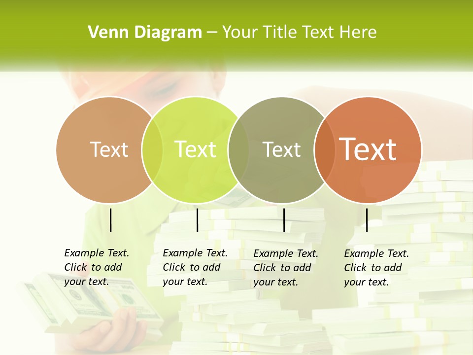 A Young Boy In A Hard Hat Putting Money Into Stacks PowerPoint Template