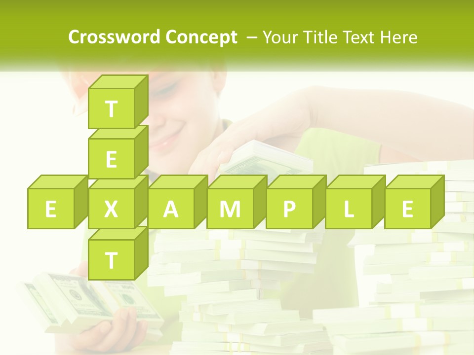 A Young Boy In A Hard Hat Putting Money Into Stacks PowerPoint Template