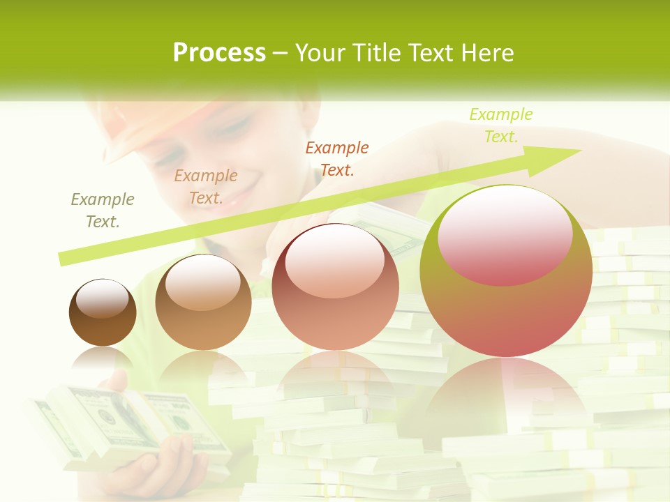 A Young Boy In A Hard Hat Putting Money Into Stacks PowerPoint Template