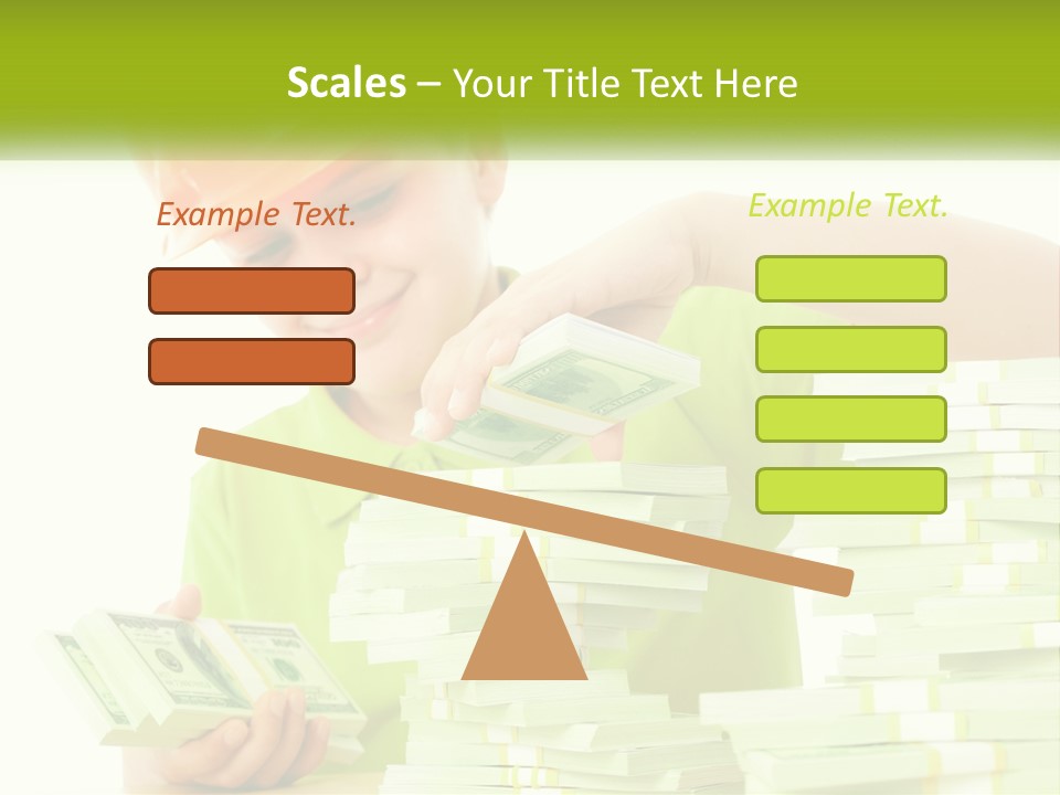 A Young Boy In A Hard Hat Putting Money Into Stacks PowerPoint Template
