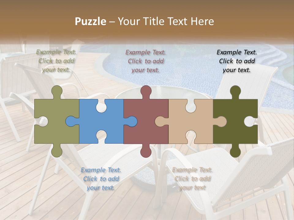 A Table And Chairs Near A Swimming Pool PowerPoint Template