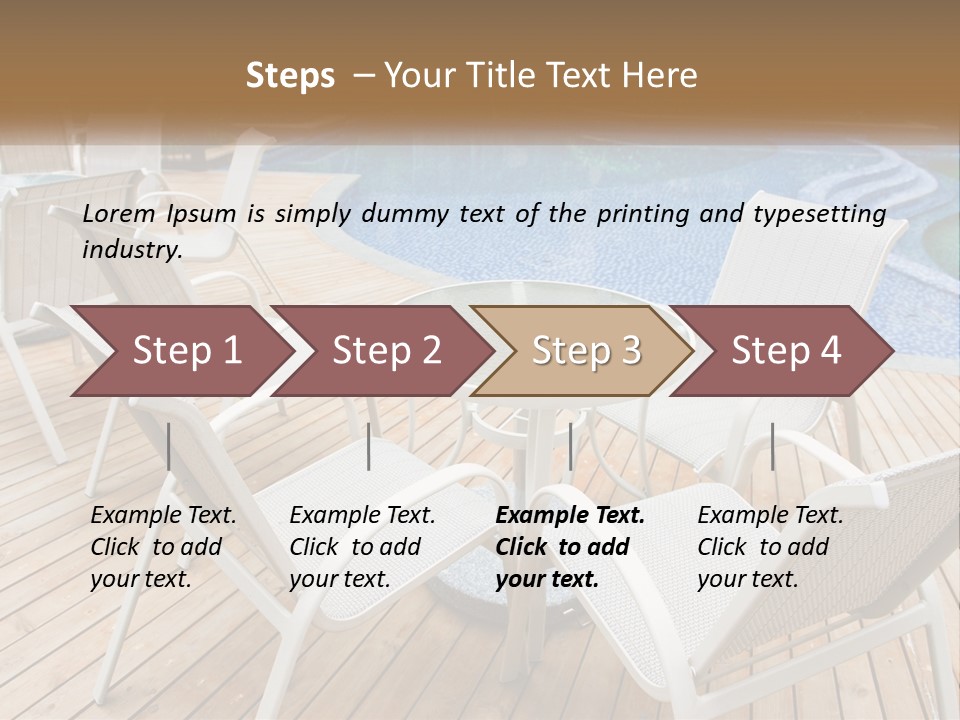 A Table And Chairs Near A Swimming Pool PowerPoint Template