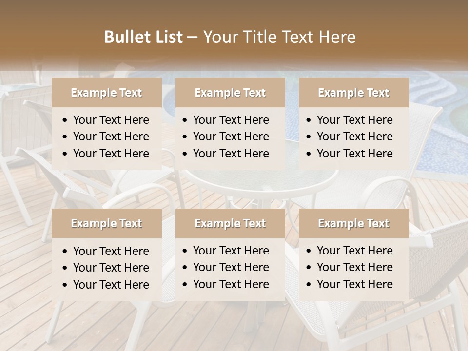 A Table And Chairs Near A Swimming Pool PowerPoint Template
