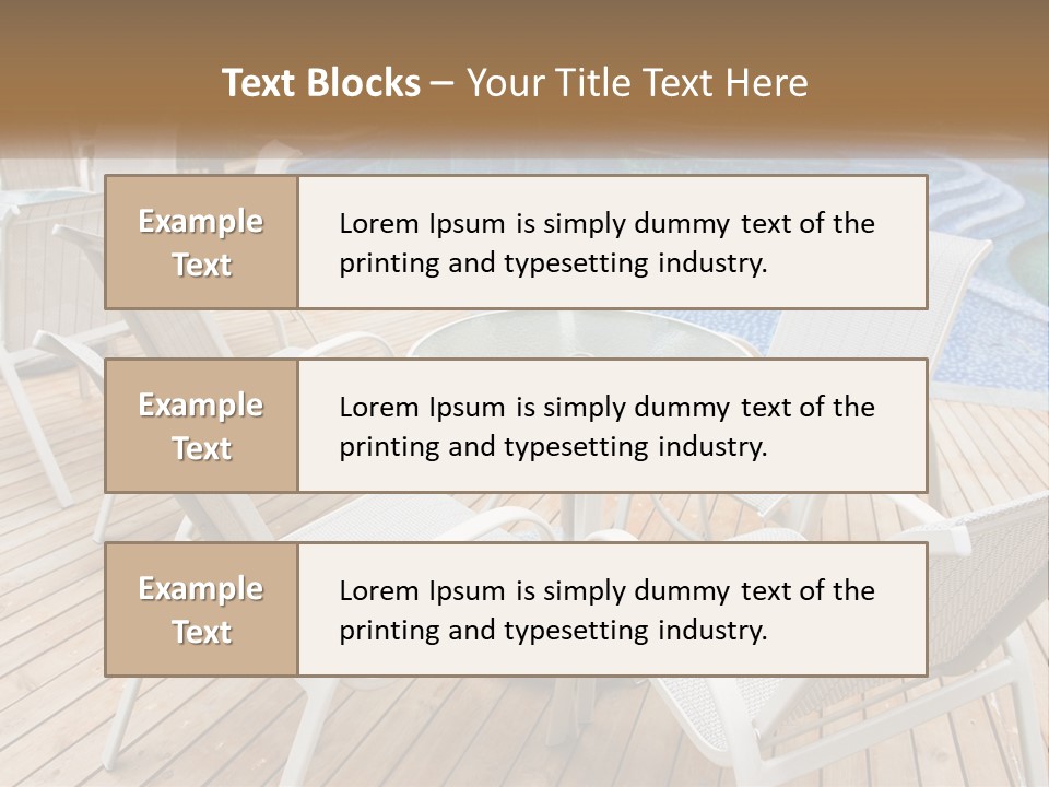 A Table And Chairs Near A Swimming Pool PowerPoint Template