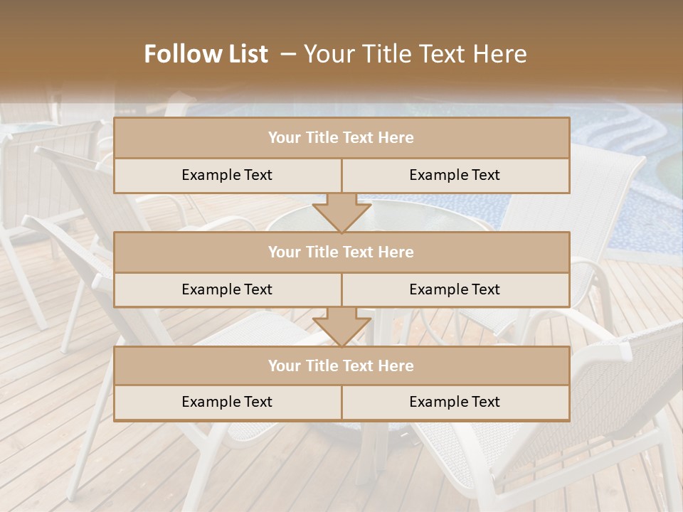 A Table And Chairs Near A Swimming Pool PowerPoint Template