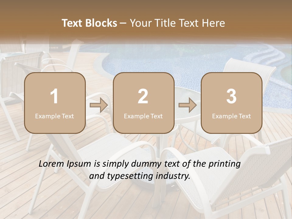 A Table And Chairs Near A Swimming Pool PowerPoint Template