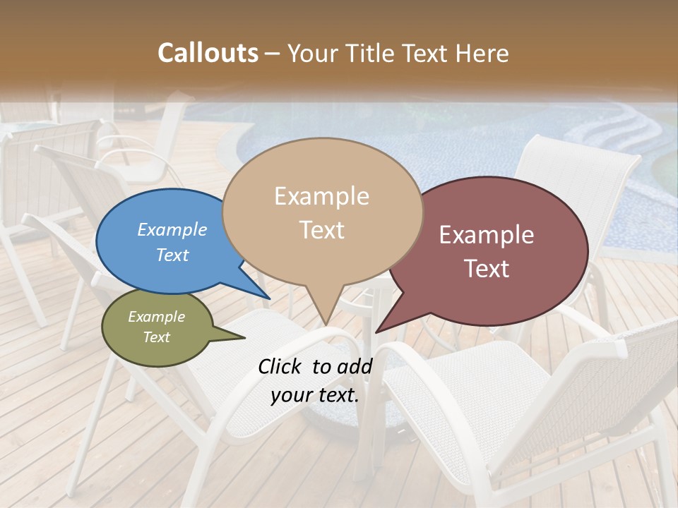 A Table And Chairs Near A Swimming Pool PowerPoint Template